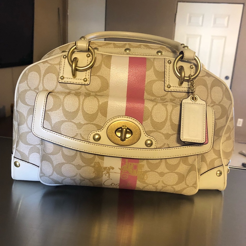 Coach Heritage Stripe Large Domed Satchel 13198